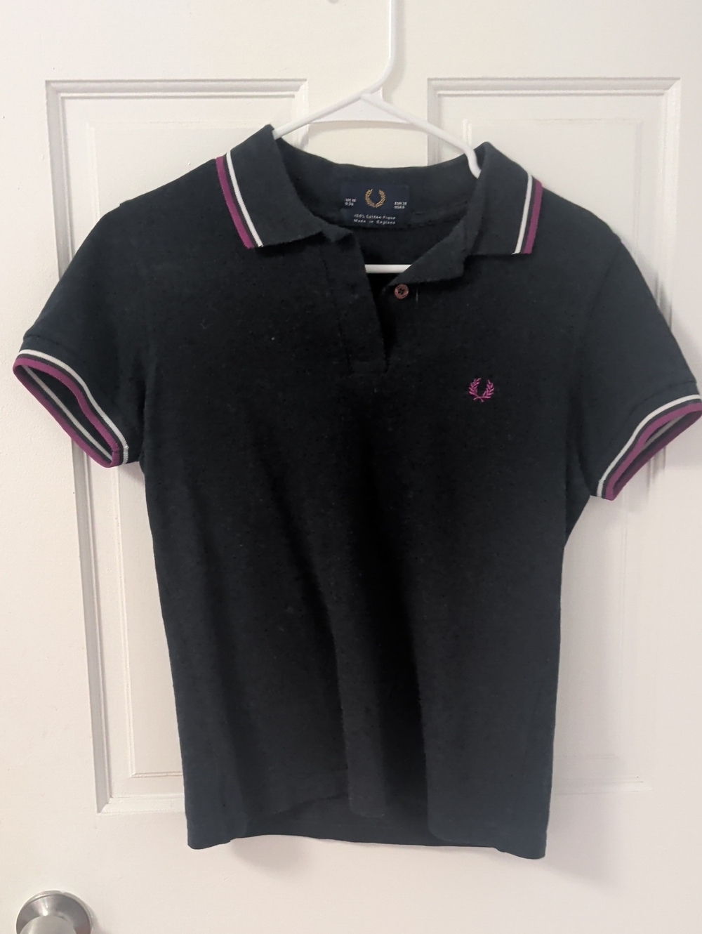 Fred Perry Black Polo with Pink and White Trim